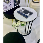 Interior Ave - Cleo Black Two Shelf Stone Side Table - Furniture > Living Room