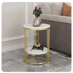 Interior Ave Cleo Gold Two Shelf Stone Side Table - Furniture > Living Room