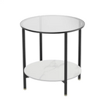 Interior Ave - Cosmopolitan Two Tier Mix Side Table - Marble & Glass - Furniture > Living Room