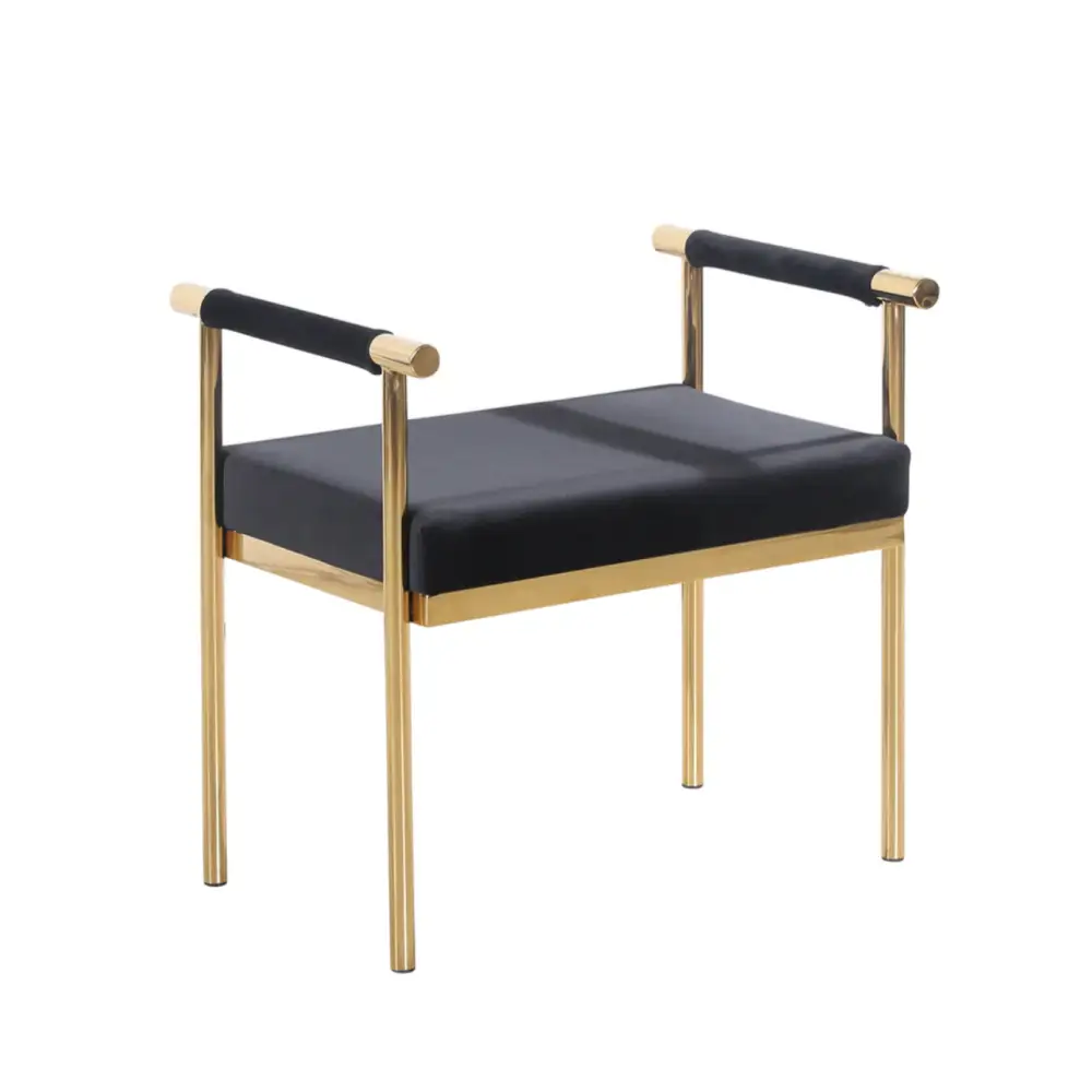 Interior Ave - Cuba Velvet Vanity Stool - Black - Furniture > Bar Stools & Chairs > Table & Bar Stools