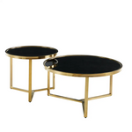 Interior Ave - Designer Giselle Black Glass & Brushed Gold Coffee Table Set - Furniture > Living Room