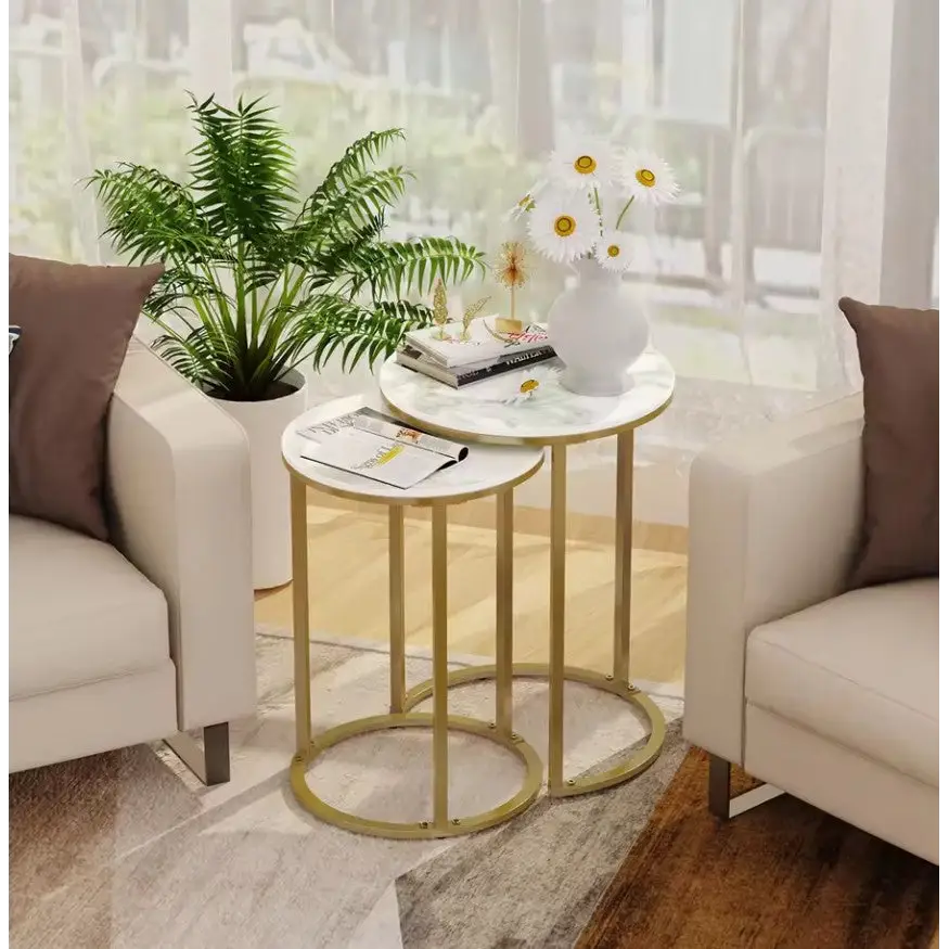 Interior Ave - Deva Gold Nested Side Table Set - Furniture > Dining > Buffets & Sideboards