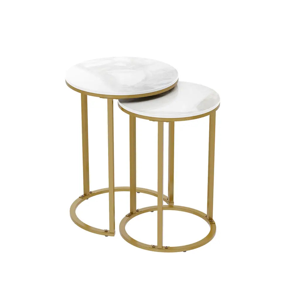 Interior Ave - Deva Gold Nested Side Table Set - Furniture > Dining > Buffets & Sideboards