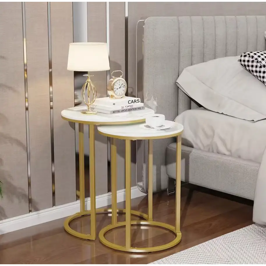 Interior Ave - Deva Gold Nested Side Table Set - Furniture > Dining > Buffets & Sideboards