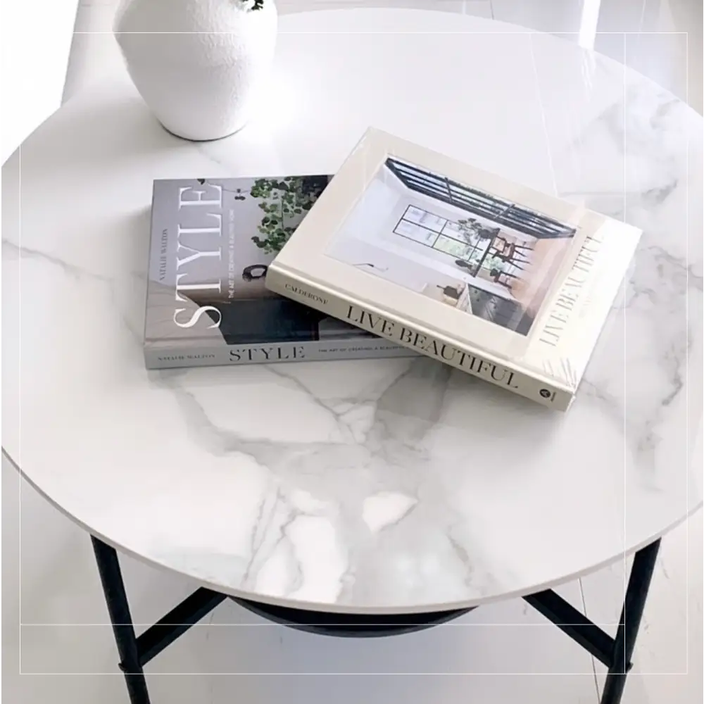 Interior Ave - Duke Round Two Tier Stone Coffee Table - Furniture > Living Room