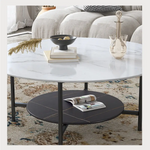 Interior Ave - Duke Round Two Tier Stone Coffee Table - Furniture > Living Room