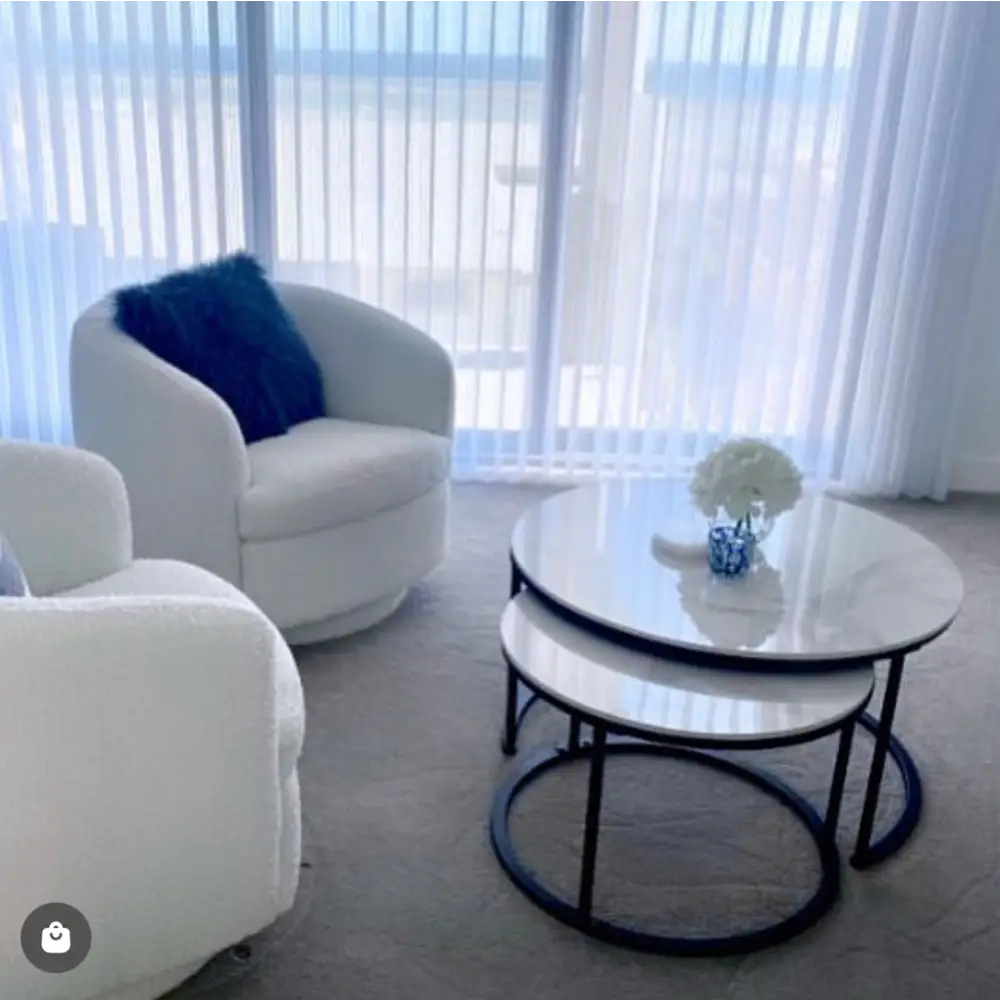 Interior Ave - Executive Stone Nested Coffee Table Set - White & White - Furniture > Living Room