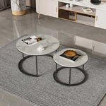 Interior Ave - Executive Stone Nested Coffee Table Set - White & White - Furniture > Living Room