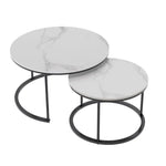 Interior Ave - Executive Stone Nested Coffee Table Set - White & White - Furniture > Living Room