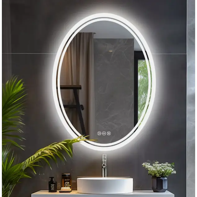 Interior Ave - LED Oval Frameless Salon / Bathroom Wall Mirror - 50 x 70cm - Home & Garden > Decor > Mirrors