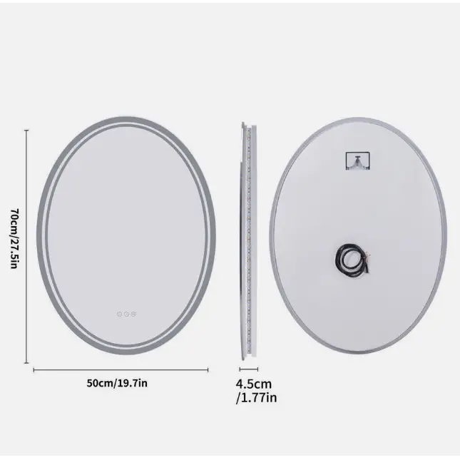 Interior Ave - LED Oval Frameless Salon / Bathroom Wall Mirror - 50 x 70cm - Home & Garden > Decor > Mirrors