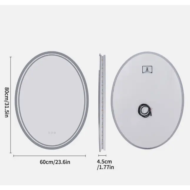 Interior Ave - LED Oval Frameless Salon / Bathroom Wall Mirror - 60 x 80cm - Home & Garden > Decor > Mirrors