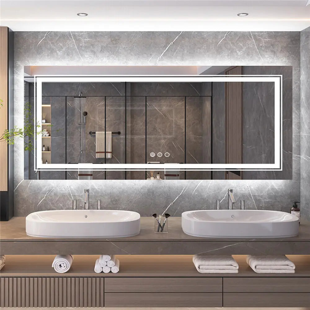 Interior Ave - LED Rectangle Frameless Salon / Bathroom Wall Mirror - 120 x 80cm - Home & Garden > Decor > Mirrors