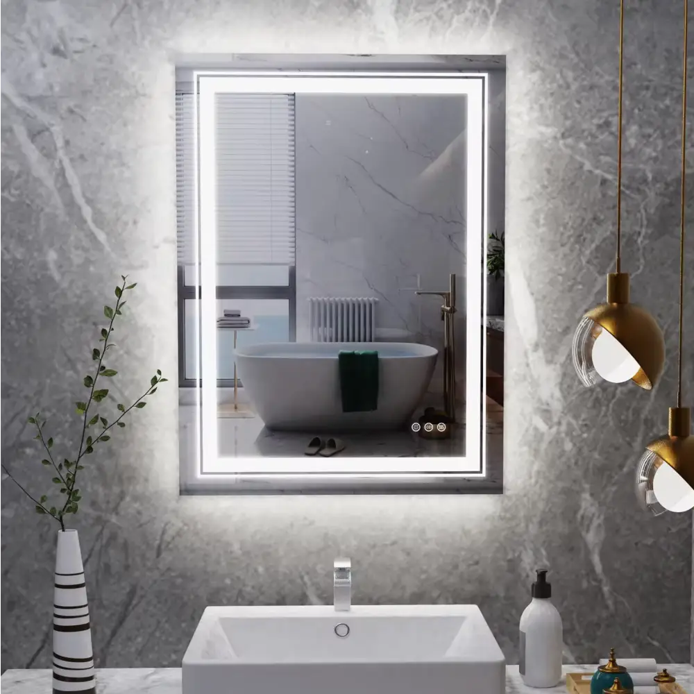 Interior Ave - LED Rectangle Frameless Salon / Bathroom Wall Mirror - 70 x 50cm - Home & Garden > Decor > Mirrors