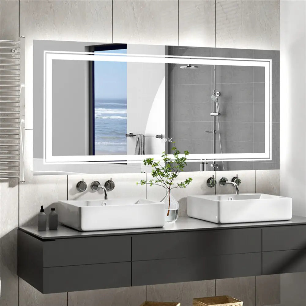 Interior Ave - LED Rectangle Frameless Salon / Bathroom Wall Mirror - 120 x 80cm - Home & Garden > Decor > Mirrors
