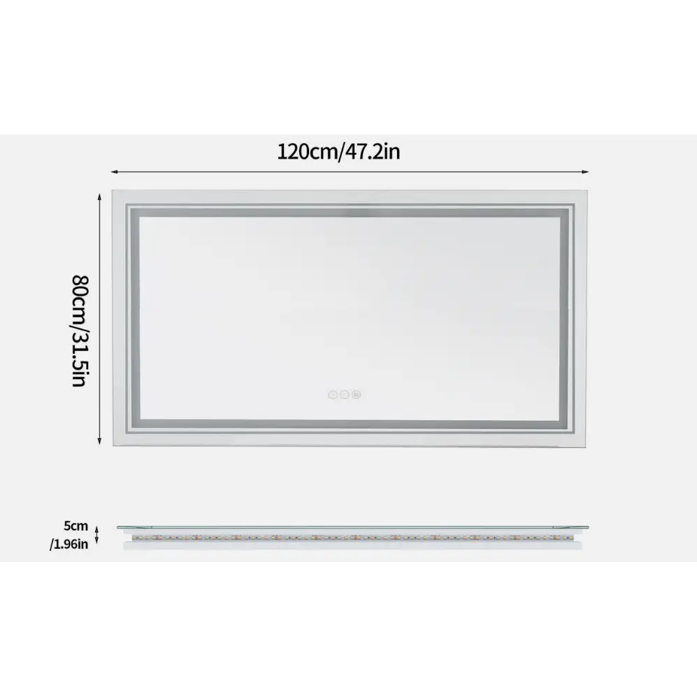 Interior Ave - LED Rectangle Frameless Salon / Bathroom Wall Mirror - 120 x 80cm - Home & Garden > Decor > Mirrors