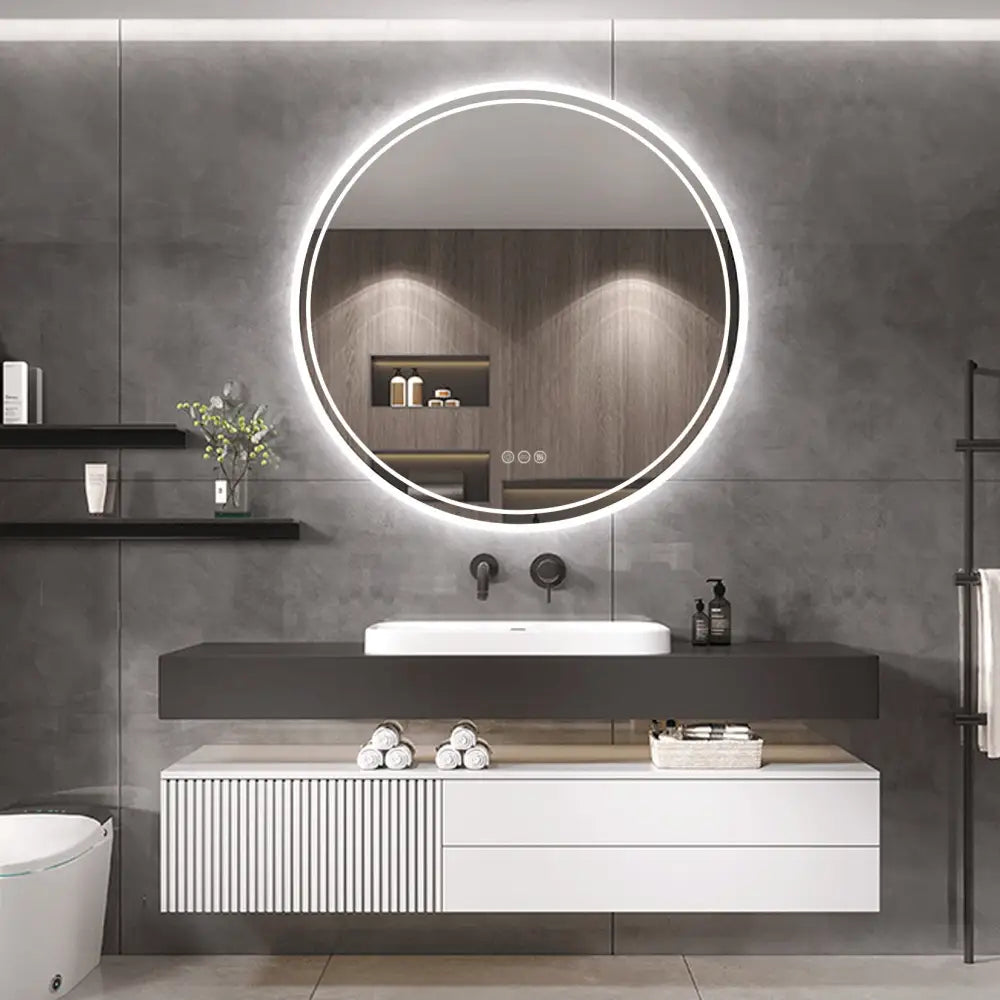 Interior Ave - LED Round Frameless Salon / Bathroom Wall Mirror - 60cm - Home & Garden > Decor > Mirrors