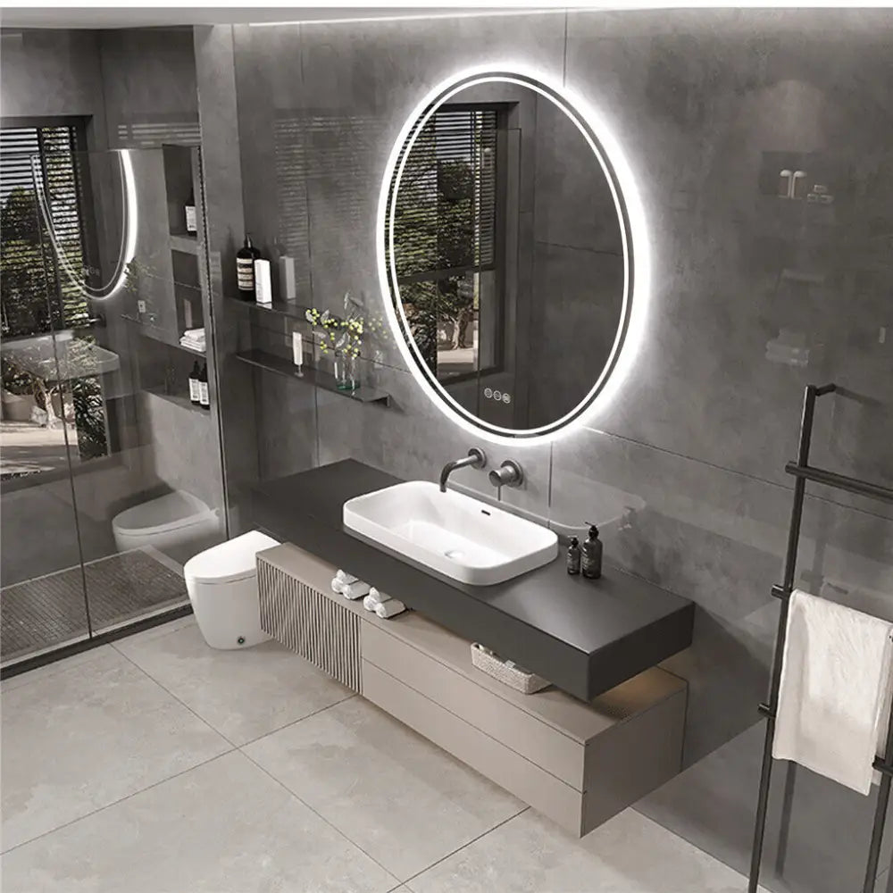 Interior Ave - LED Round Frameless Salon / Bathroom Wall Mirror - 60cm - Home & Garden > Decor > Mirrors