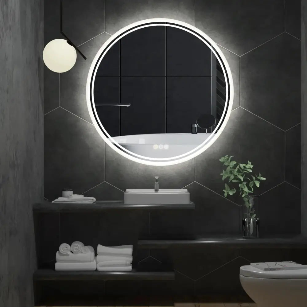 Interior Ave - LED Round Frameless Salon / Bathroom Wall Mirror - 80m - Home & Garden > Decor > Mirrors