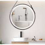 Interior Ave - LED Round Hanging Salon / Bathroom Wall Mirror - Black - 80cm - Home & Garden > Decor > Mirrors