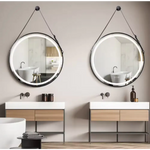 Interior Ave - LED Round Hanging Salon / Bathroom Wall Mirror - Black - 80cm - Home & Garden > Decor > Mirrors