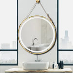 Interior Ave - LED Round Hanging Salon / Bathroom Wall Mirror - Gold - 80cm - Home & Garden > Decor > Mirrors
