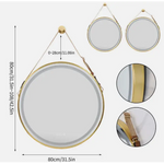 Interior Ave - LED Round Hanging Salon / Bathroom Wall Mirror - Gold - 80cm - Home & Garden > Decor > Mirrors