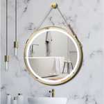 Interior Ave - LED Round Hanging Salon / Bathroom Wall Mirror - Gold - 80cm - Home & Garden > Decor > Mirrors
