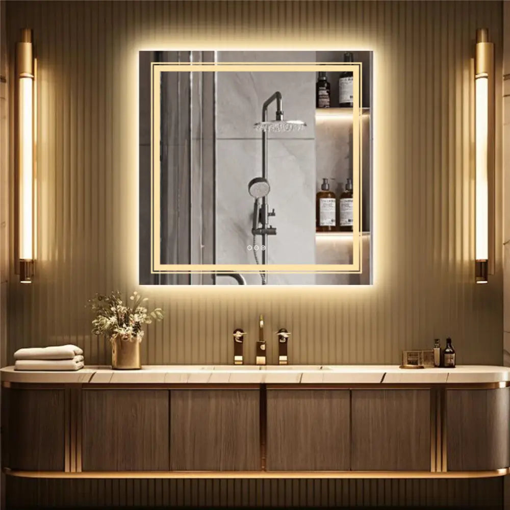 Interior Ave - LED Square Frameless Salon / Bathroom Wall Mirror - 80 x 80cm - Home & Garden > Decor > Mirrors