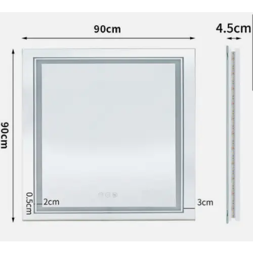 Interior Ave - LED Square Frameless Salon / Bathroom Wall Mirror - 90 x 90cm - Home & Garden > Decor > Mirrors