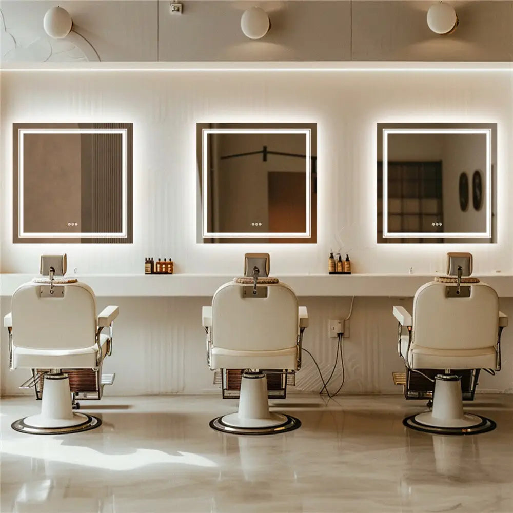 Interior Ave - LED Square Frameless Salon / Bathroom Wall Mirror - 90 x 90cm - Home & Garden > Decor > Mirrors