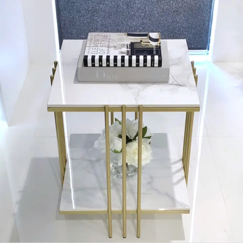 Interior Ave - Milano Gold Square Side Table - Furniture > Living Room