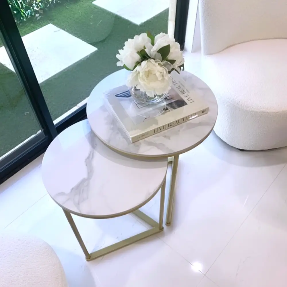 Interior Ave - Nala Gold Nested Side Table Set - Furniture > Living Room