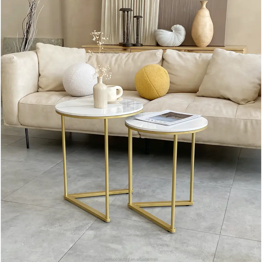 Interior Ave - Nala Gold Nested Side Table Set - Furniture > Living Room