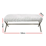 Interior Ave - Oxley Fur Bench - White & Gold - Furniture > Bedroom > Dressing Vanity & Dressing Tables