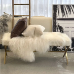 Interior Ave - Oxley Fur Bench - White & Gold - Furniture > Bedroom > Dressing Vanity & Dressing Tables