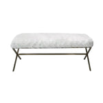 Interior Ave - Oxley Fur Bench - White & Gold - Furniture > Bedroom > Dressing Vanity & Dressing Tables