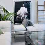 Interior Ave - Oxley Fur Bench - White & Silver - Furniture > Bedroom > Dressing Vanity & Dressing Tables