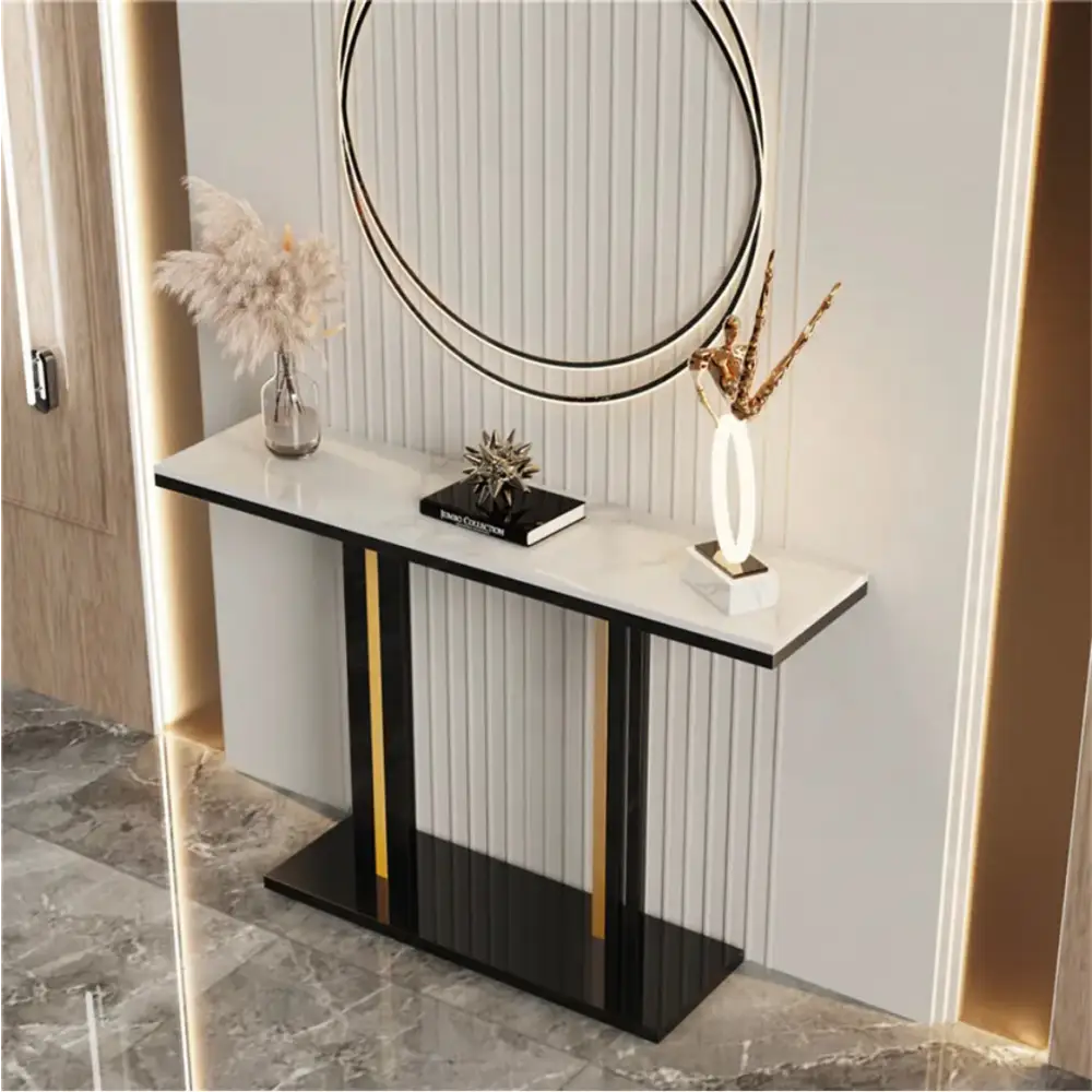 Interior Ave - Pandora Stone Marble Console - Marble & Black - Furniture > Living Room