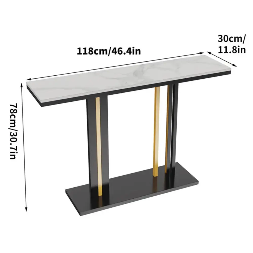 Interior Ave - Pandora Stone Marble Console - Marble & Black - Furniture > Living Room