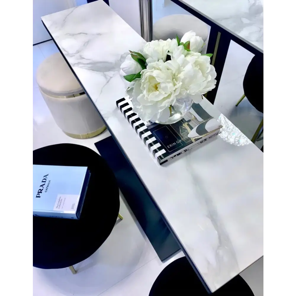 Interior Ave - Pandora Stone Marble Console - Marble & Black - Furniture > Living Room