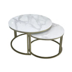 Interior Ave - Premier Nested Coffee Table Set - White Marble Stone - Furniture > Living Room > Coffee Tables