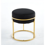 Interior Ave - Soho Black Velvet & Gold Ottoman Footstool - Furniture > Living Room