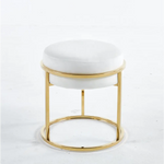 Interior Ave - Soho White Velvet & Gold Ottoman Footstool - Furniture > Living Room