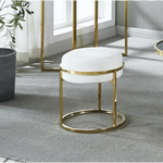 Interior Ave - Soho White Velvet & Gold Ottoman Footstool - Furniture > Living Room