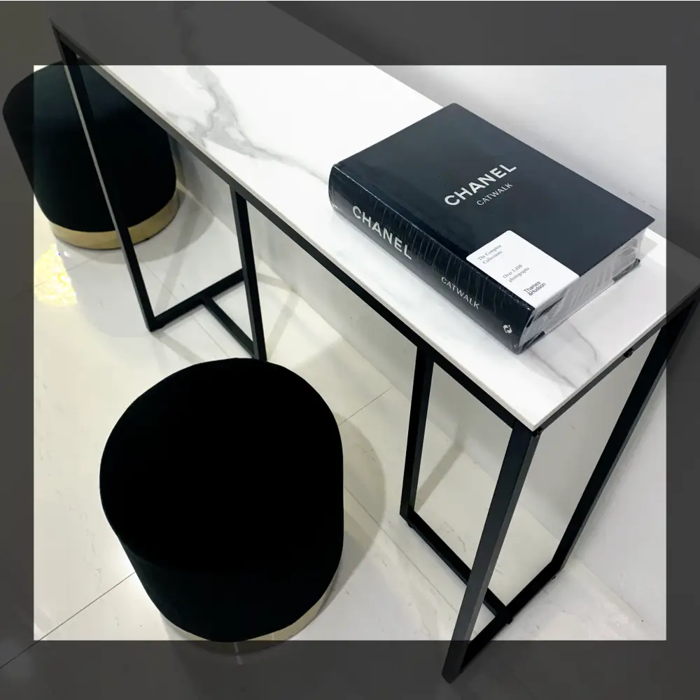 Interior Ave - Stone Marble Console - Marble & Black - Furniture > Living Room