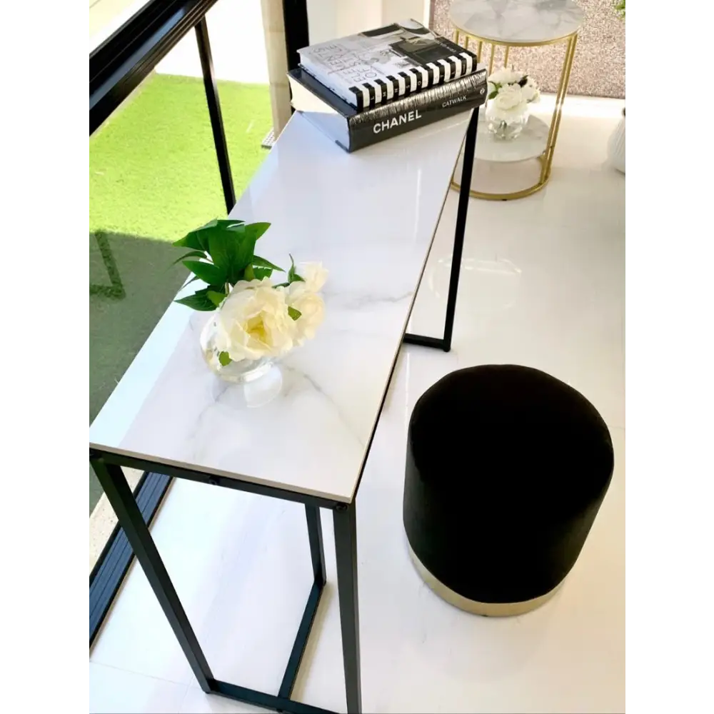 Interior Ave - Stone Marble Console - Marble & Black - Furniture > Living Room