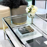 Interior Ave - Vogue Coffee Table - White Marble Stone & Glass - Furniture > Living Room