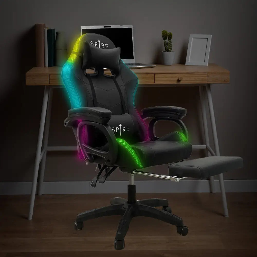 Intex Spire Onyx Led Massage Gaming Chair - Black - Furniture > Bar Stools & Chairs > Massage Chairs