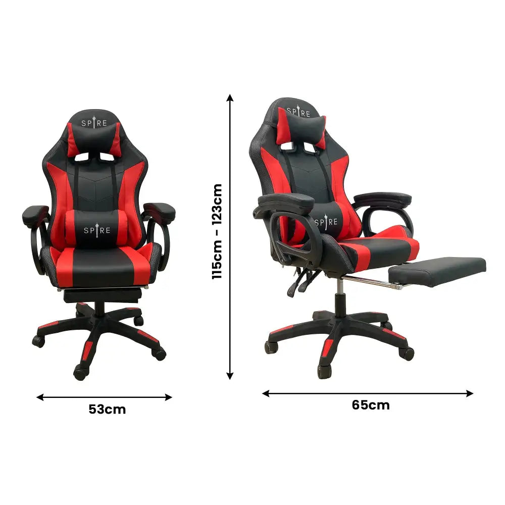 Intex Spire Onyx Led Massage Gaming Chair - Red And Black - Furniture > Bar Stools & Chairs > Massage Chairs